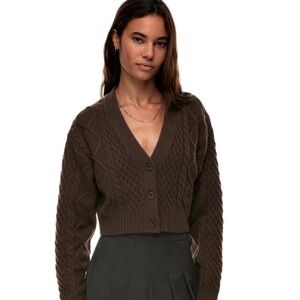 Aritzia Sunday Best Brown Cropped Cooper Cardigan
